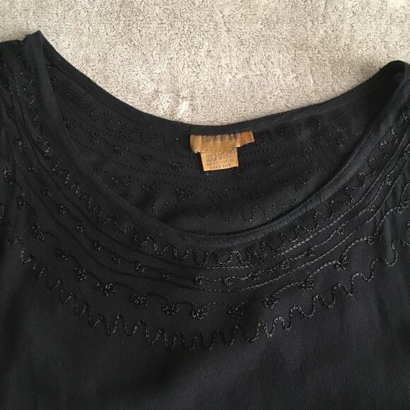 Sakkas Caftan Dress One Size Black Gauzy Embroidered Short Sleeve Boho - Picture 8 of 8
